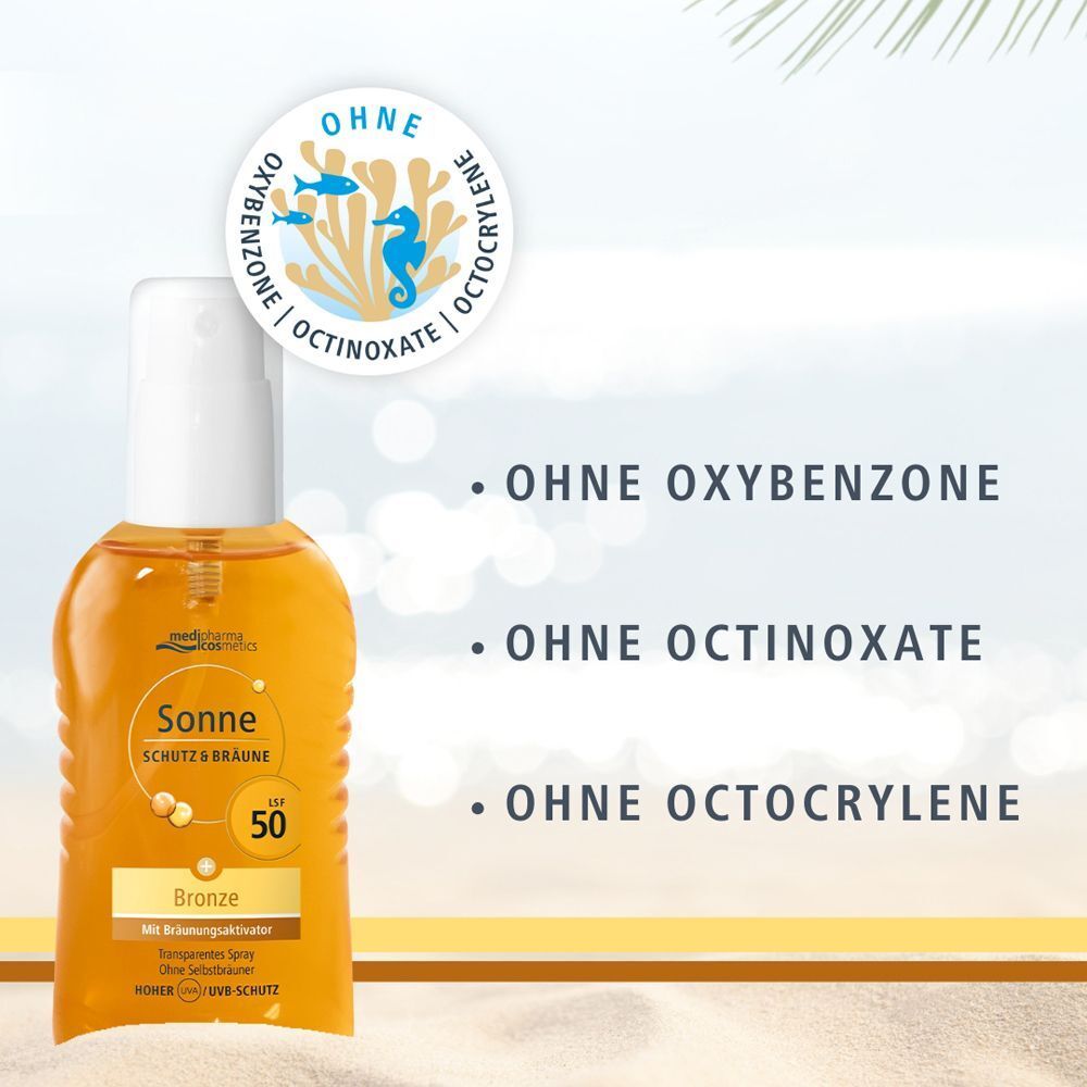 medipharma cosmetics Sonne Schutz & Bräune LSF 50 ohne Oxybenzon, Octinoxat, Octocrylen.