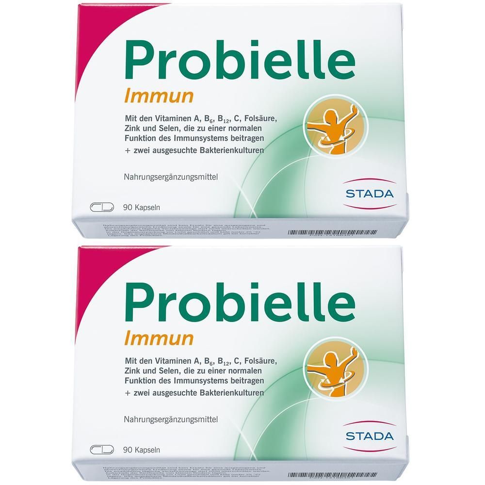 Zwei Packungen Probielle Immun Kapseln mit Vitaminen und Zink zur Unterstützung des Immunsystems.