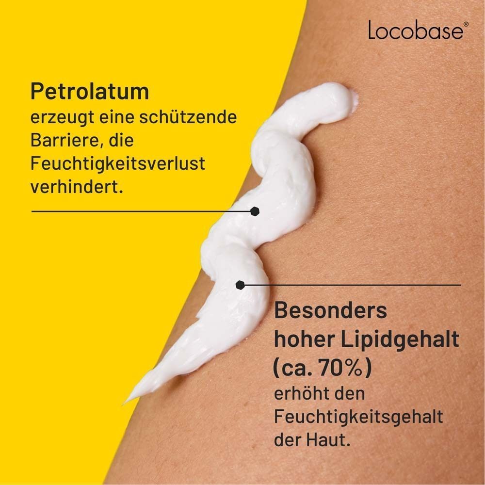 Creme mit hohem Lipidgehalt auf Haut aufgetragen, bildet schützende Barriere.