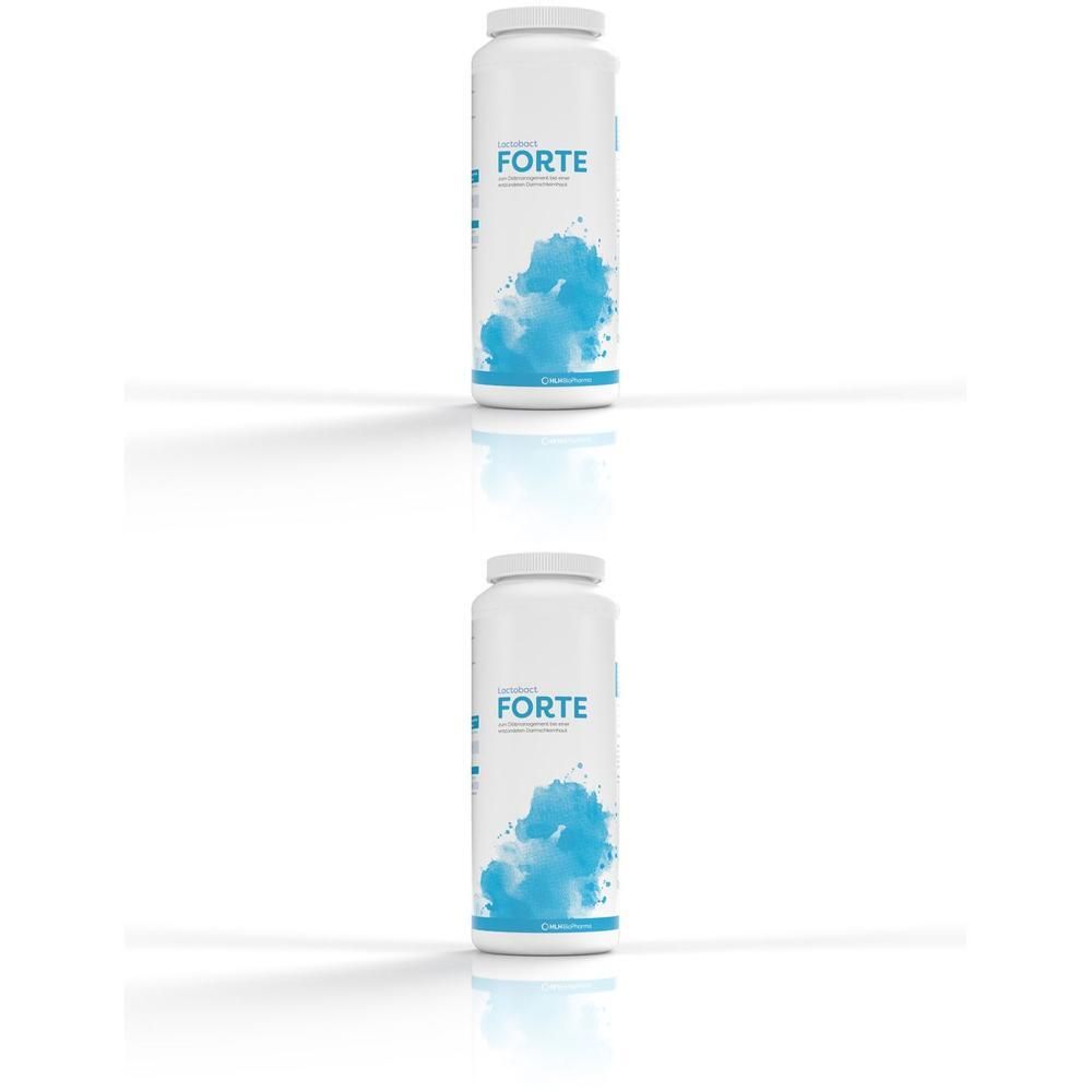 Zwei weiße Behälter mit blauem Spritzer-Design und der Aufschrift "FORTE".