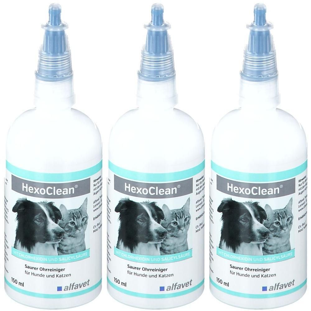 Hexoclean saurer Ohrreiniger f.Hunde und Katzen x3 3x150 ml Lösung