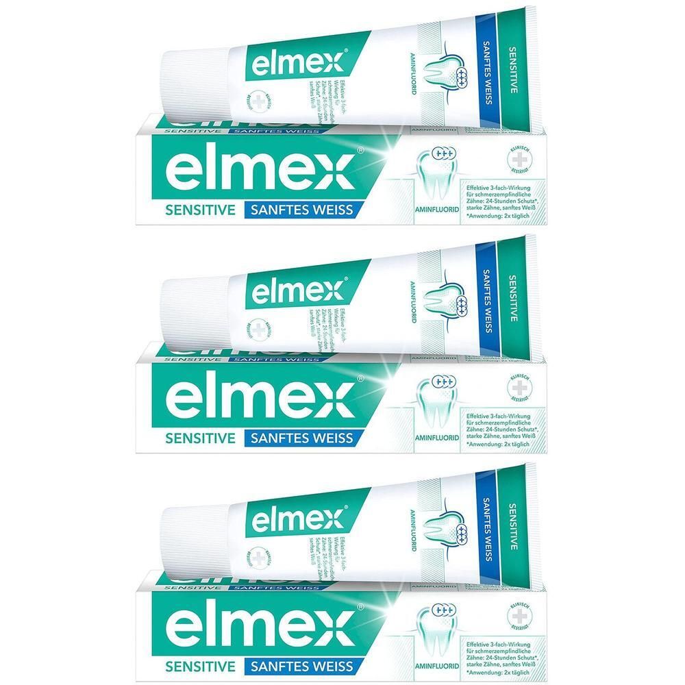 Elmex Sensitive sanftes Weiß Zahnpasta x3 3x75 ml