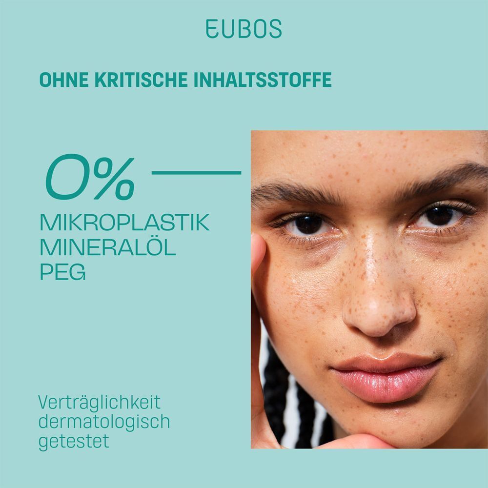 EUBOS Sensitive Pflege: 0% Mikroplastik, Mineralöl, PEG. Dermatologisch getest.