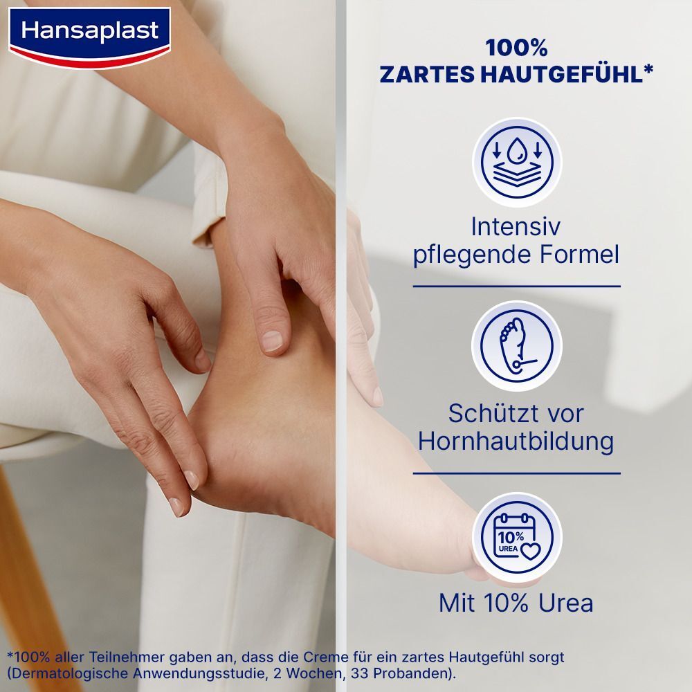 Hansaplast Regenerierende Fußcreme 10% Urea | Feuchtigkeitscreme für trockene Füße | Intensive Pflege | Schützt vor Hornhautbildung | 10 % Urea | 100 ml