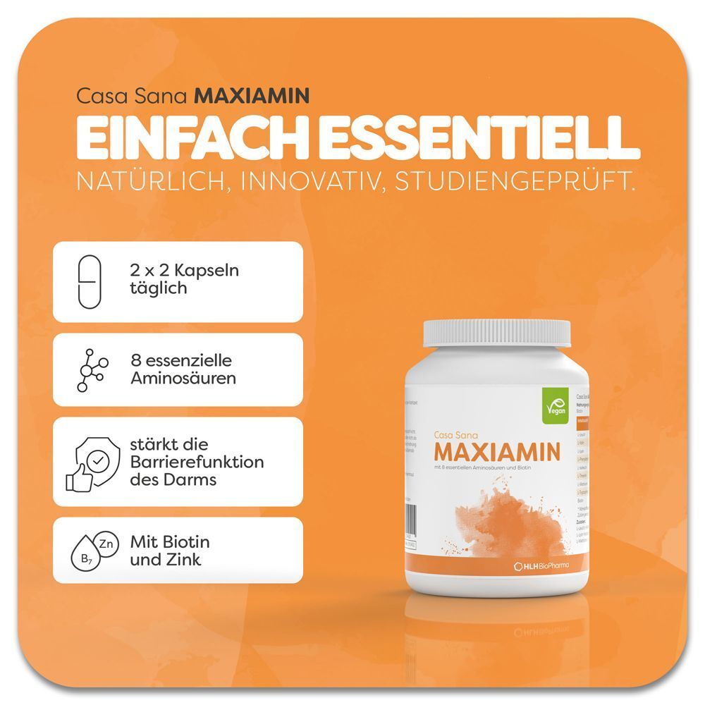 Casa Sana MAXIAMIN: 8 essentielle Aminosäuren, stärkt Darmbarriere, mit Biotin und Zink.