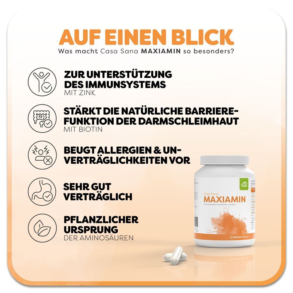 Casa Sana MAXIAMIN: Unterstützt Immunsystem, Darmbarriere, beugt Allergien vor, pflanzlich.