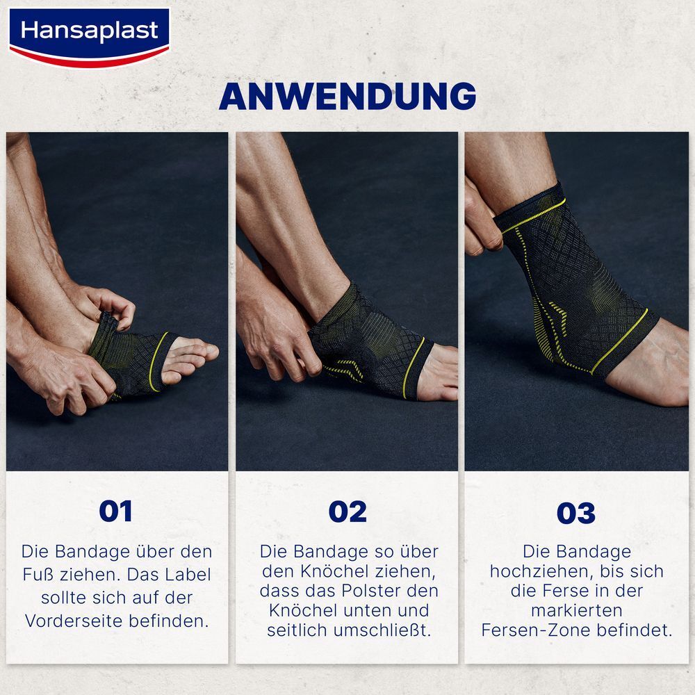 Nahaufnahme des atmungsaktiven Gewebes der Hansaplast Fußgelenkbandage.