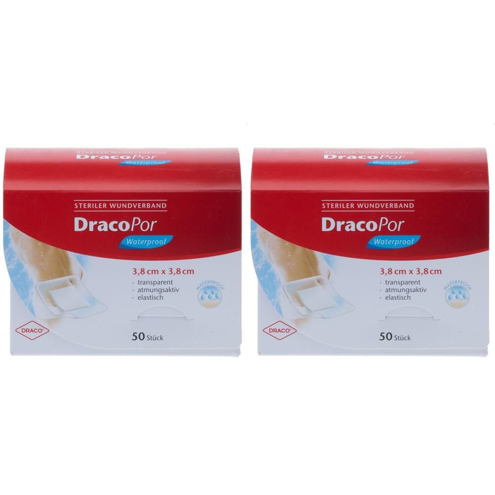 Dracopor waterproof Wundverband 3,8x3,8 cm steril x2 2x50 St Pflaster