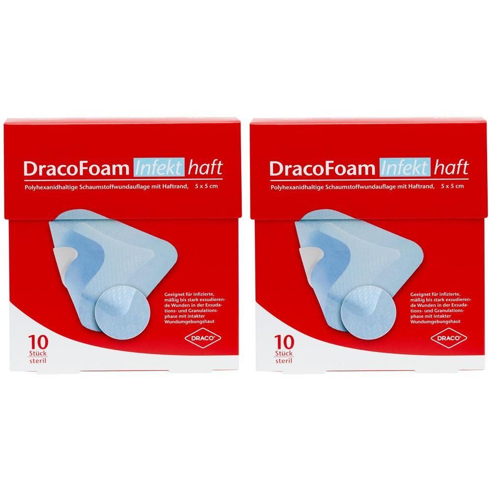 Dracofoam Infekt haft Schaumst.Wundauf.5x5 cm x2 2x10 St Verband