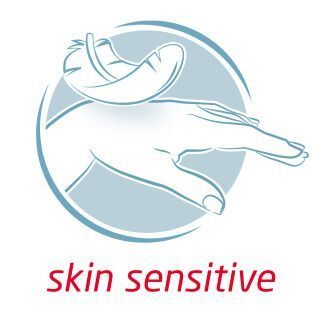 Symbol für Leukomed skin sensitive: Hand mit Feder, steht für Sanftheit.