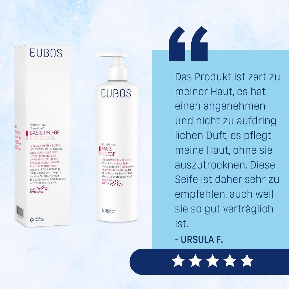 EUBOS Grundsätze: Natürliche Inhaltsstoffe, ohne Mikroplastik, 90 Jahre Qualität, Made in Germany.