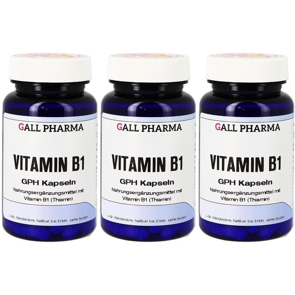 Drei Flaschen GALL PHARMA Vitamin B1 GPH Kapseln.