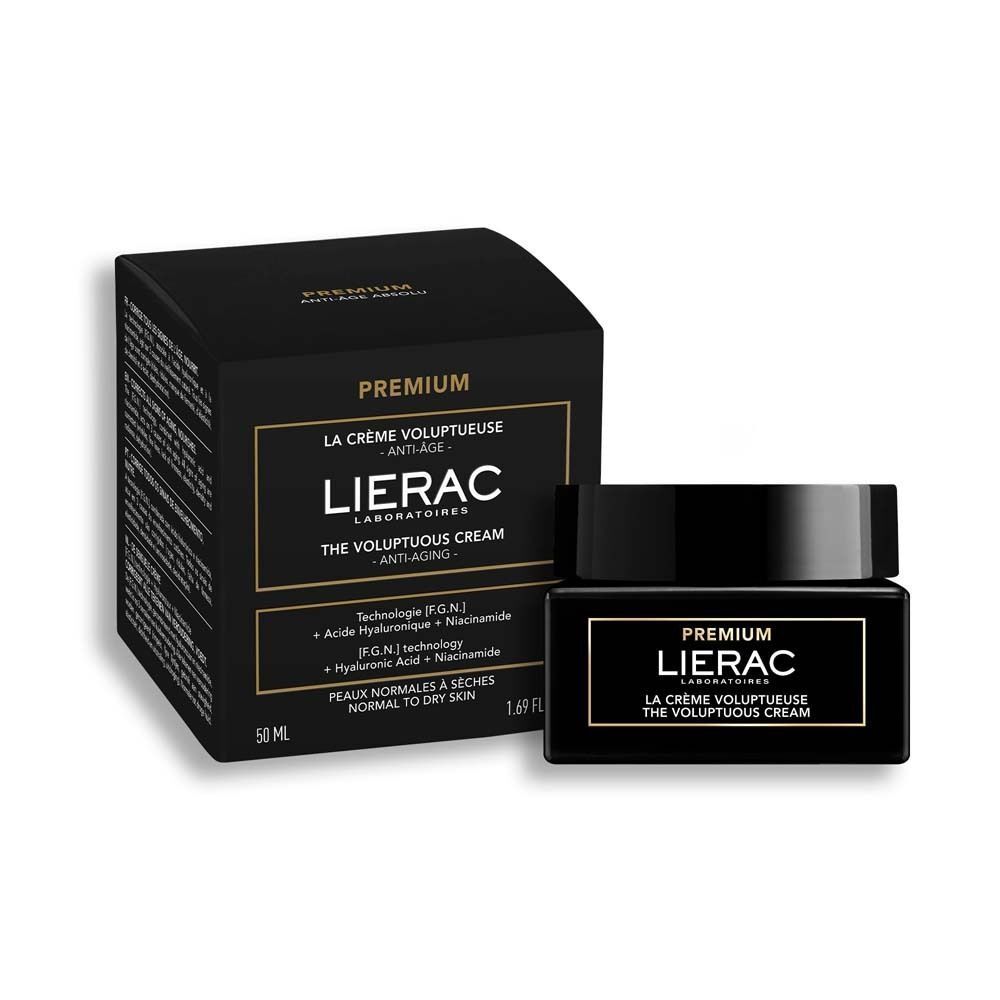 Schwarzer LIERAC Premium Tiegel und Umverpackung, 50 ml.