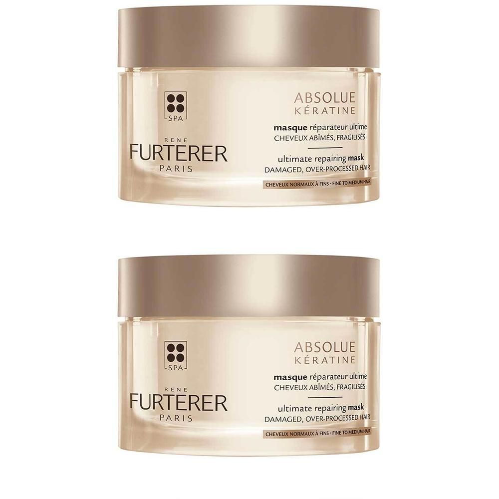 Zwei Rene Furterer Absolue Kératine Aufbauende Keratin-Masken für feines Haar.