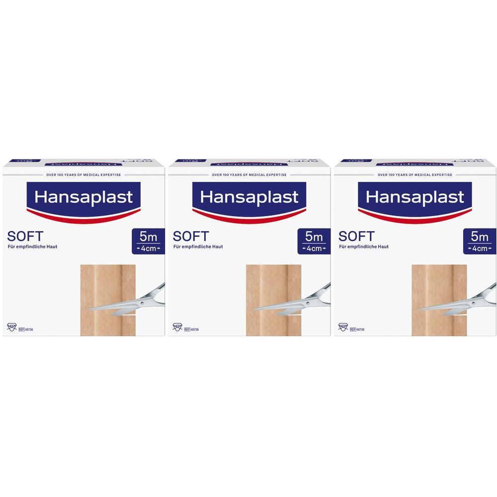 Hansaplast Soft Pflaster 4 cmx5 m Rolle x3 3x1 St
