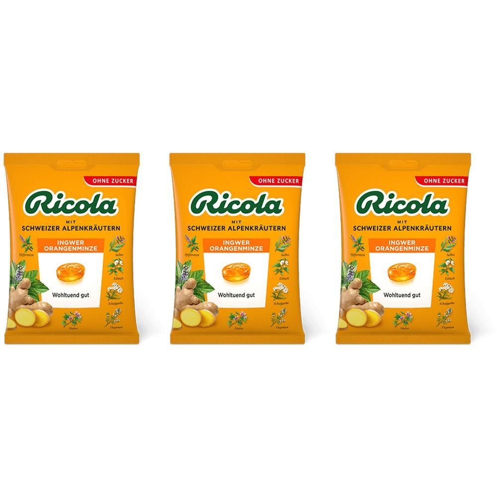 Ricola o.Z.Beutel Ingwer Orangenminze Bonbons x3 3x75 g