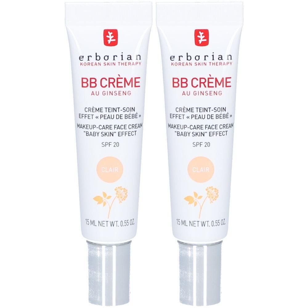 Zwei Tuben Erborian BB Creme Clair mit SPF 20.