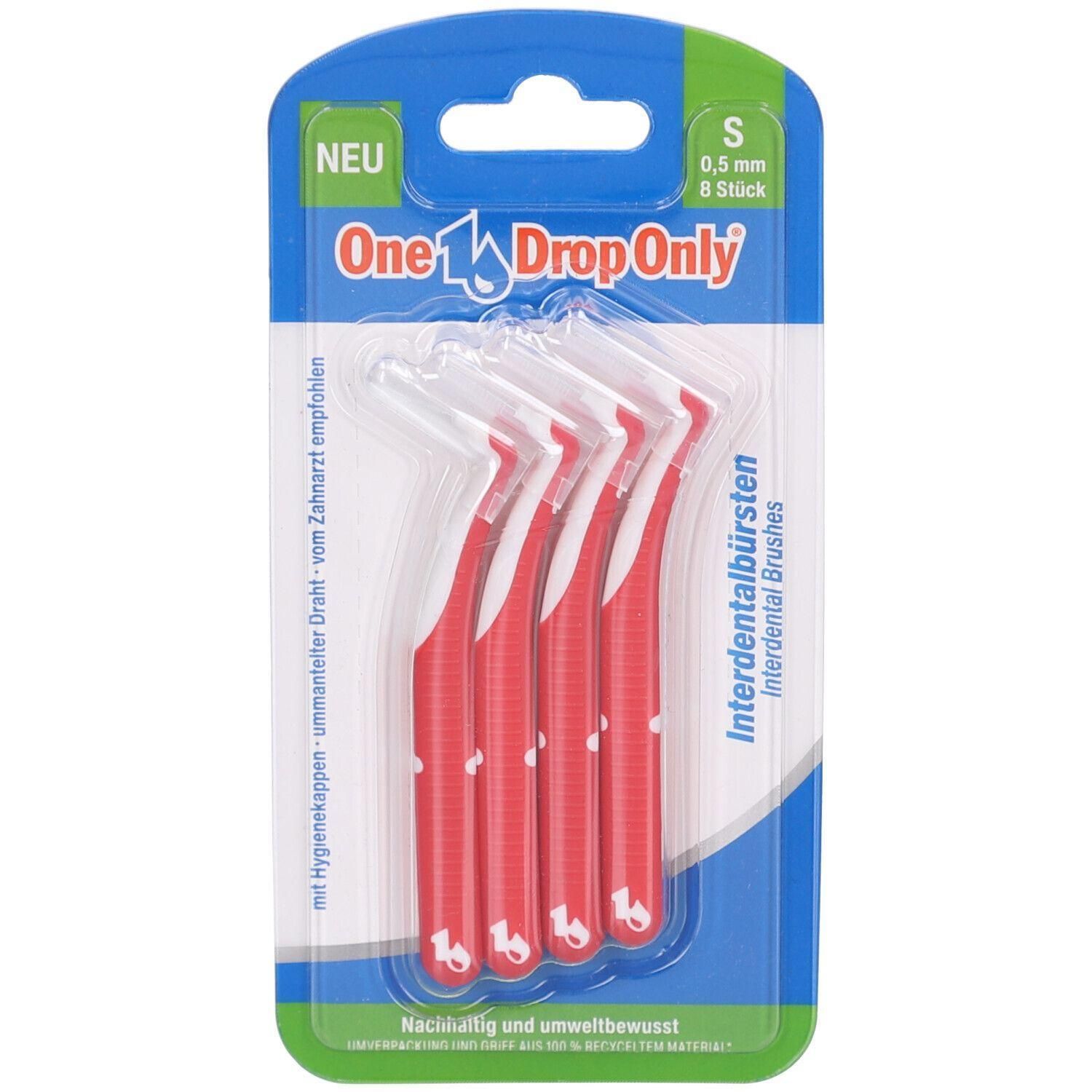 ONE Drop Only Interd.B.S 0,5mm rot gewinkelt PCR x4 4x8 St Zahnbürste