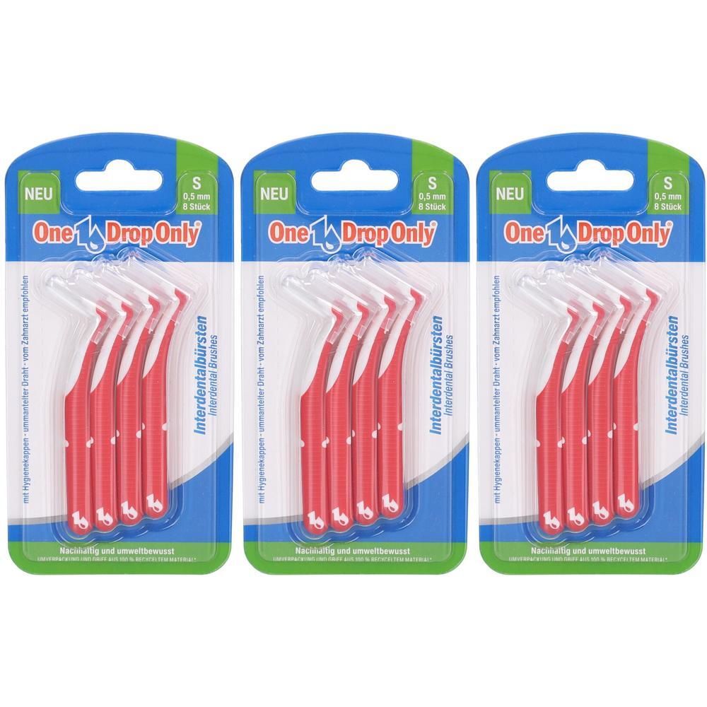 ONE Drop Only Interd.B.S 0,5mm rot gewinkelt PCR x3 3x8 St Zahnbürste