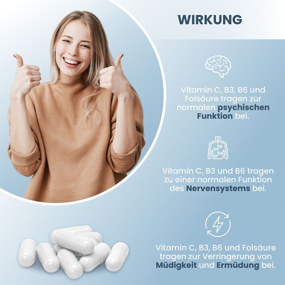 Lächelnde Frau gibt Daumen hoch, neben Text über psychische Funktion.