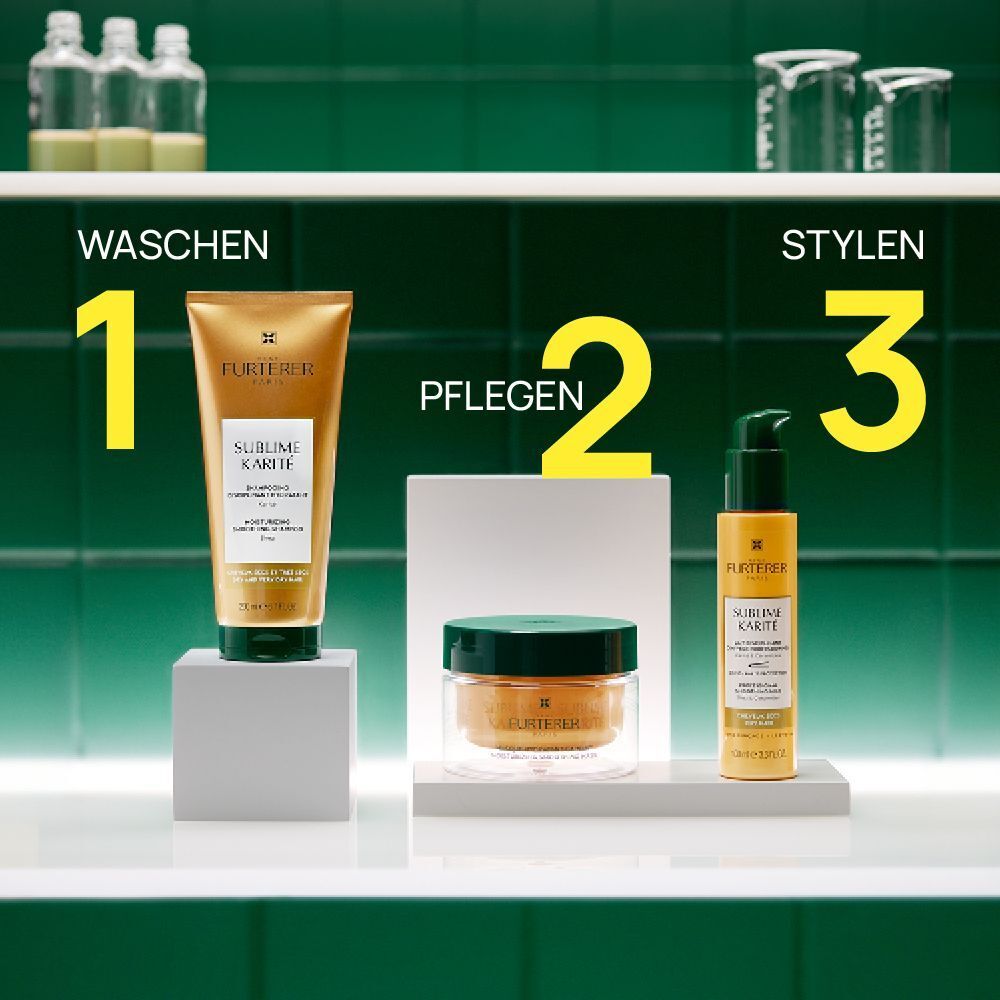 René Furterer Haarpflege-Routine: Waschen, Pflegen, Stylen mit Sublime Karité Produkten.