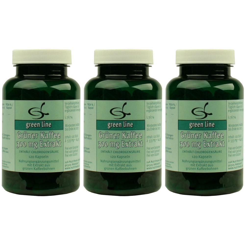 Grüner Kaffee 300 mg Extrakt Kapseln x3 3x120 St