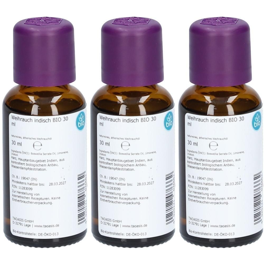 Weihrauch ÖL indisch Bio x3 3x30 ml Ätherisches Öl