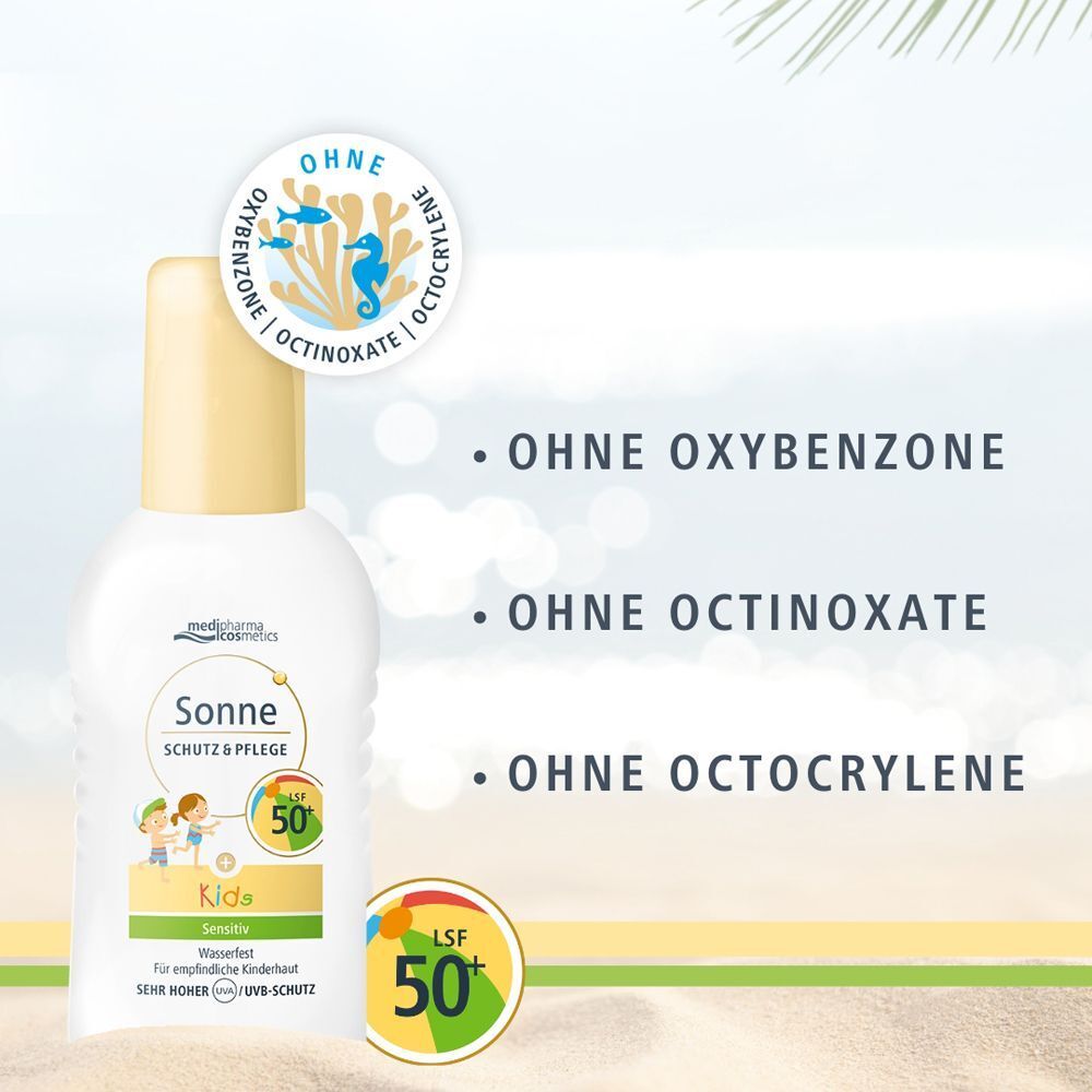 Medipharma cosmetics Sonne Schutz & Pflege KIDS LSF 50+ Flasche. Ohne Oxybenzon, Octinoxat, Octocrylen.
