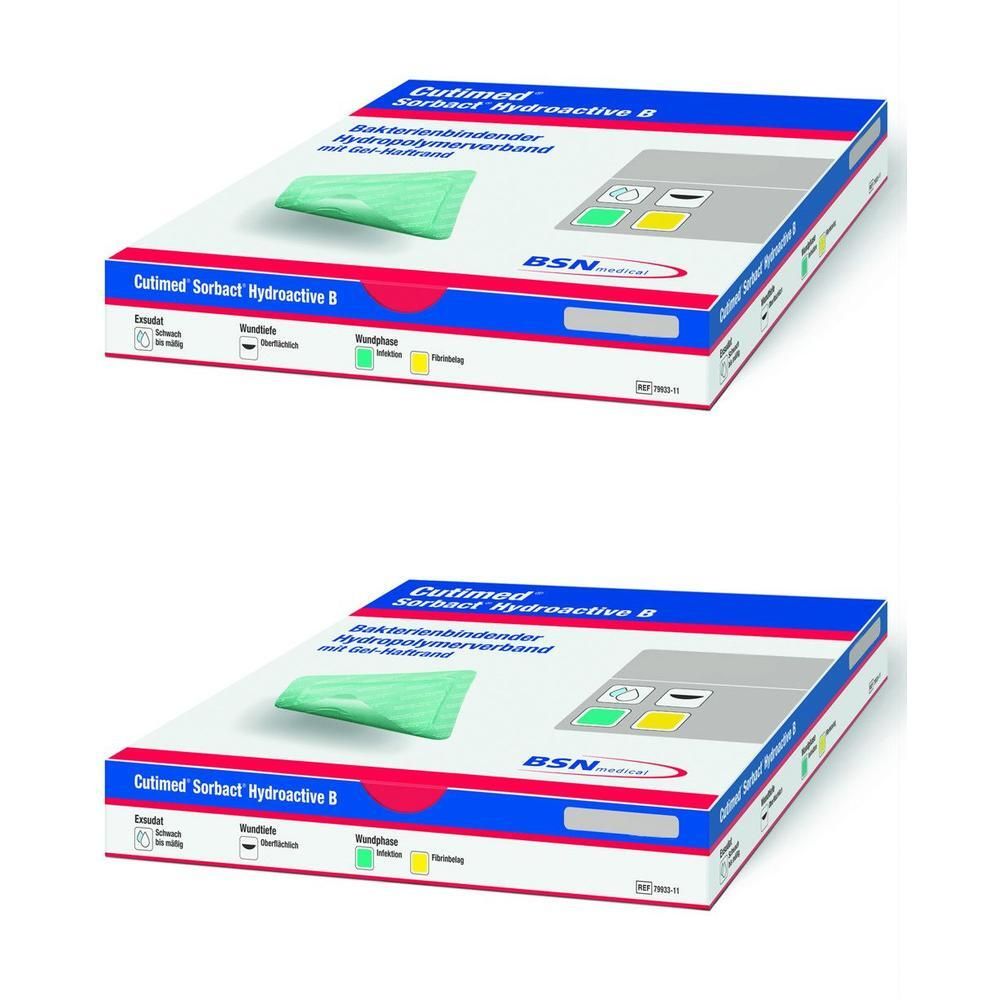 Cutimed Sorbact Hydroactive B Gel-V.7x8,5 cm haft. x2 2x12 St Kompressen