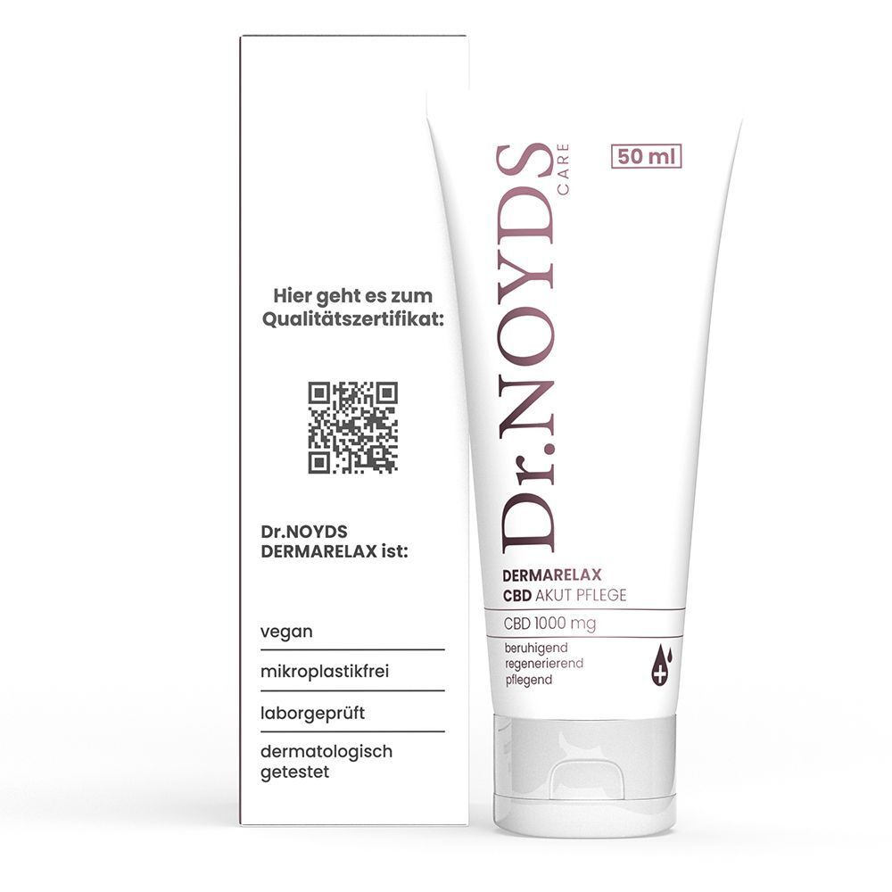 Dr. NOYDS DERMARELAX CBD AKUT PFLEGE Tube und Faltschachtel. 50 ml.