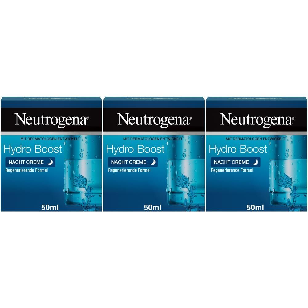 Drei Packungen Neutrogena Hydro Boost Nachtcreme, je 50ml.