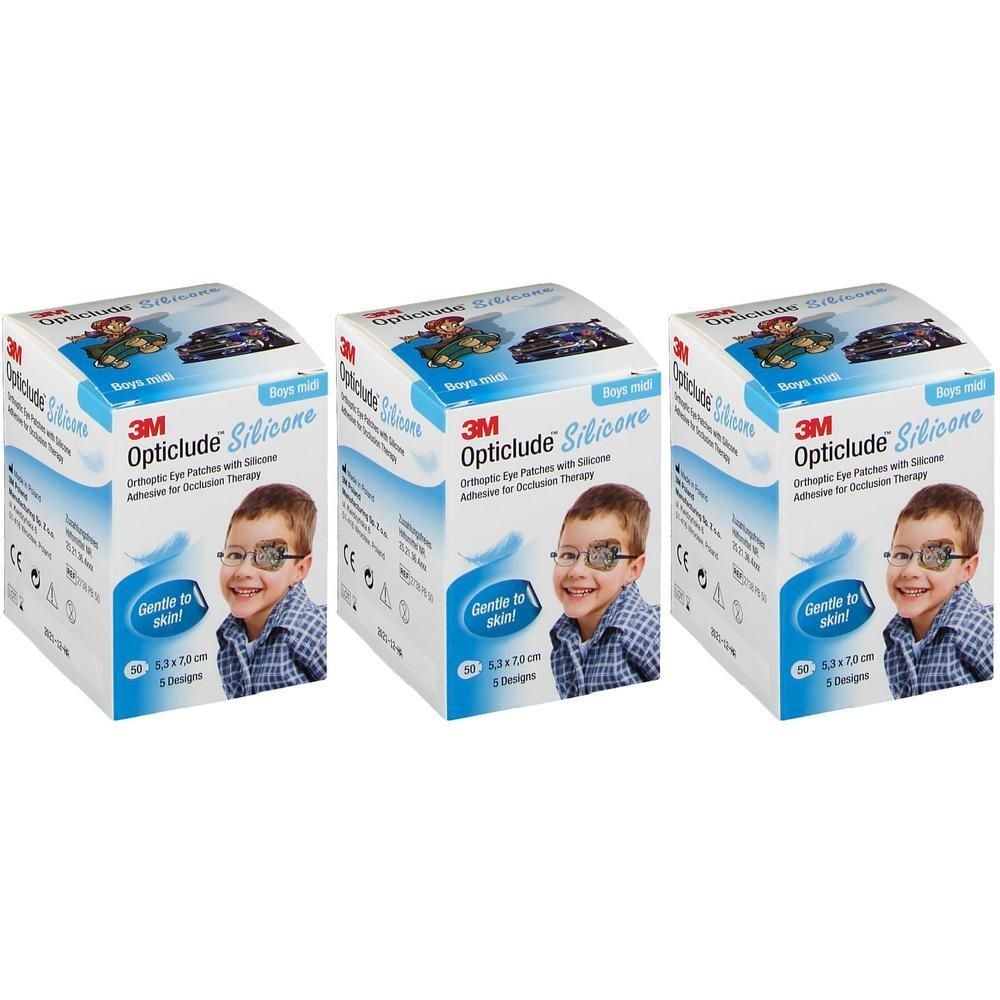 Opticlude Silicone boys midi 5,3x7 cm 2738Pb x3 3x50 St Pflaster
