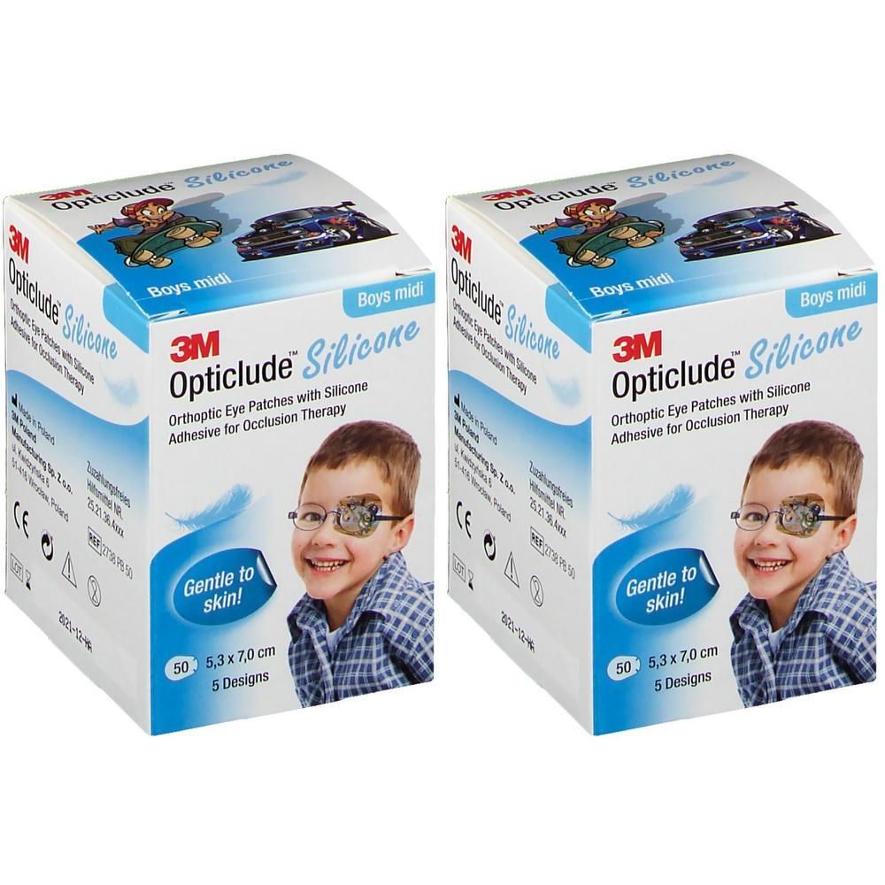Opticlude Silicone boys midi 5,3x7 cm 2738Pb x2 2x50 St Pflaster