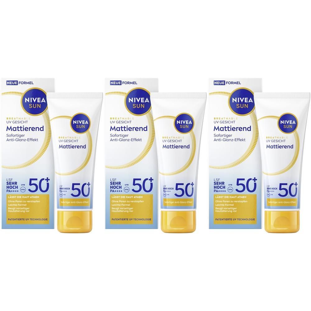 Nivea SUN Breathable UV Gesicht mattierend LSF 50+ 40ml x3 3x40 ml