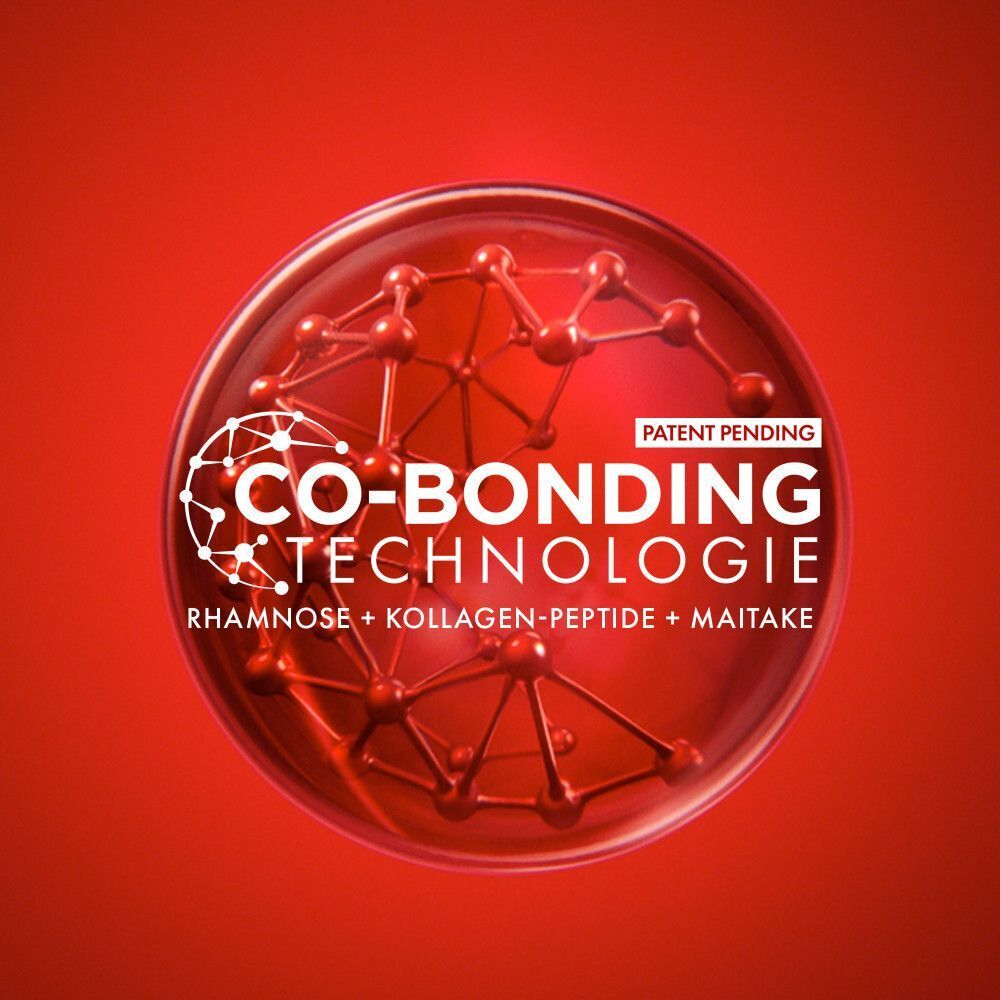 Vichy Co-Bonding Technologie mit Molekülstruktur und Text.
