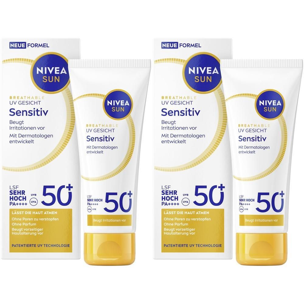 Nivea SUN Breathable UV Gesicht Sensitiv LSF 50+ 40ml x2 2x40 ml