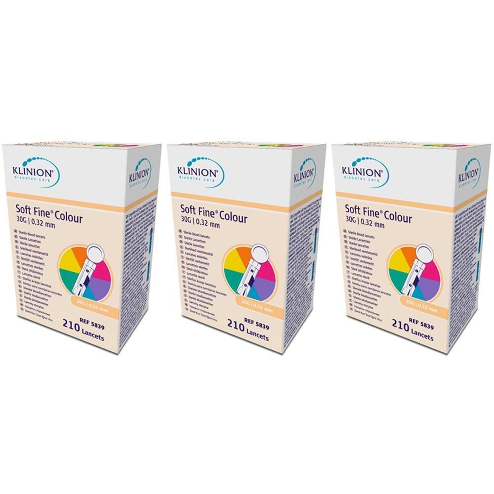 Klinion Soft fine colour Lanzetten 30 G x3 3x210 St
