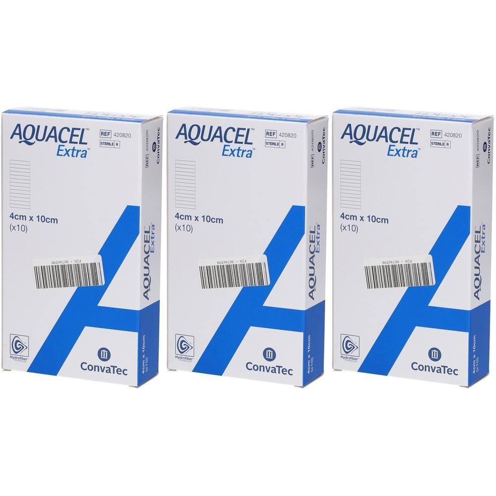 Aquacel Extra 4x10 cm Verband x3 3x10 St Kompressen