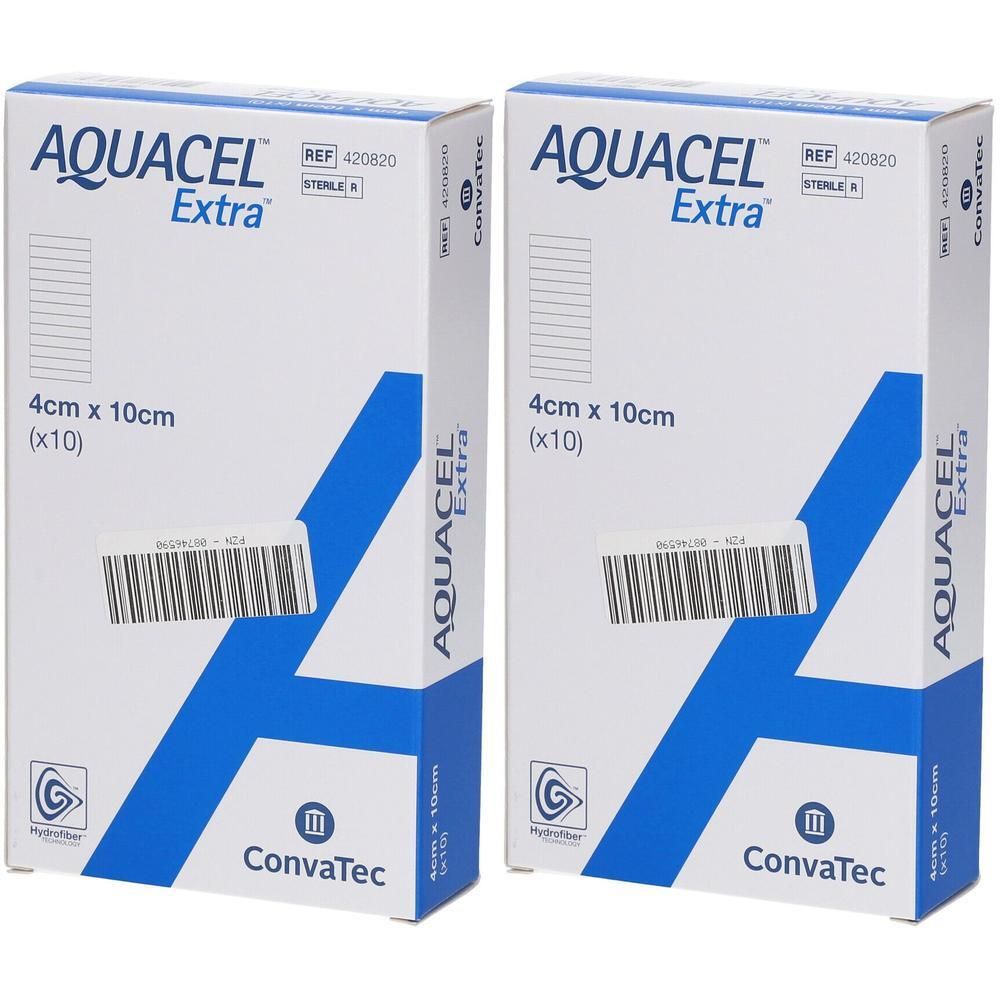 Aquacel Extra 4x10 cm Verband x2 2x10 St Kompressen