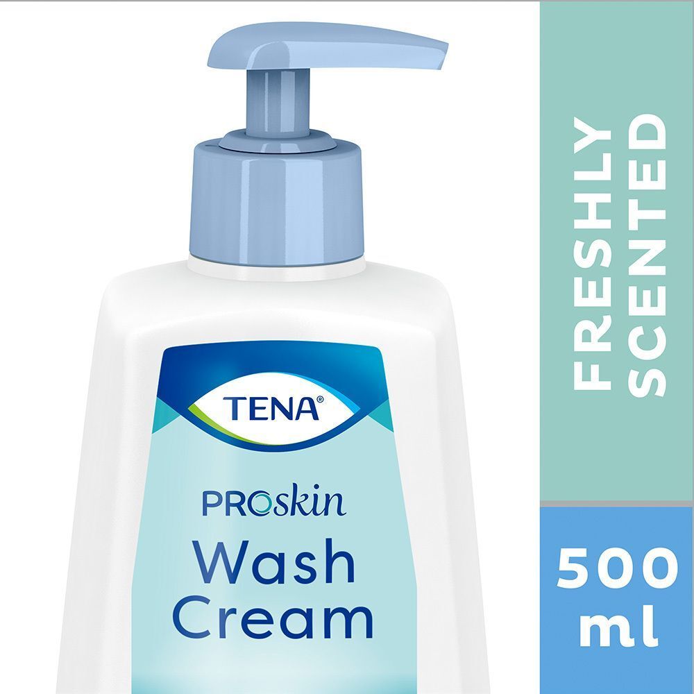 TENA Proskin 3-in-1 Waschcreme mit Pumpdosierer, 500ml, frisch duftend.