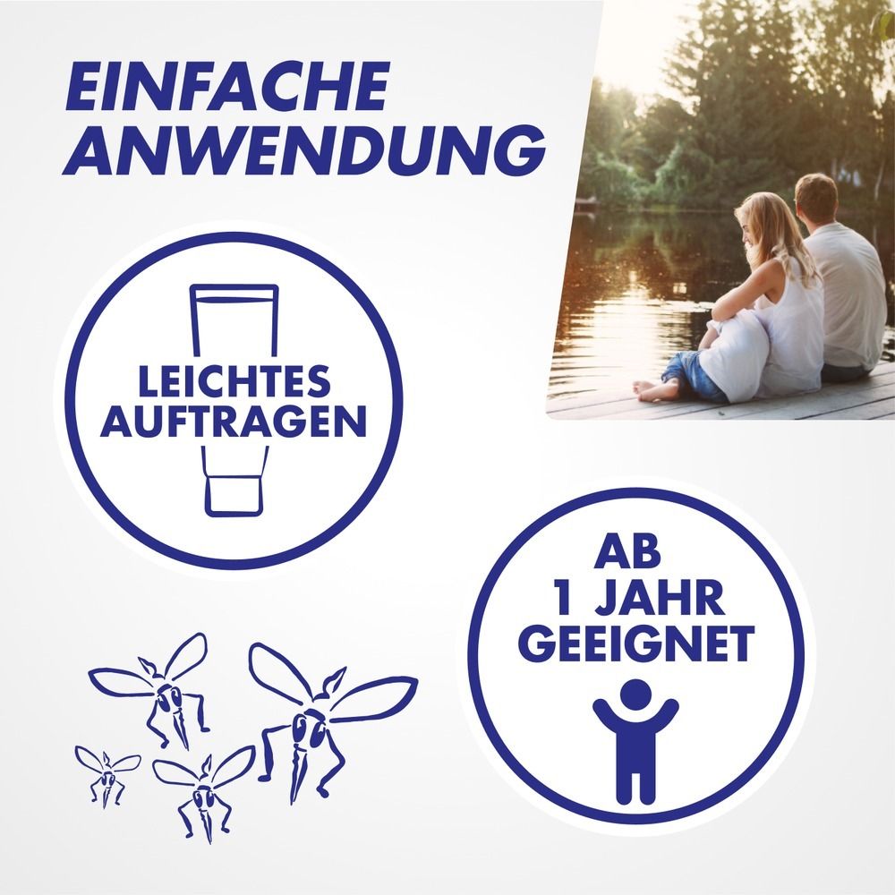 Schutz vor Mücken und Zecken, ab 1 Jahr geeignet, einfache Anwendung.
