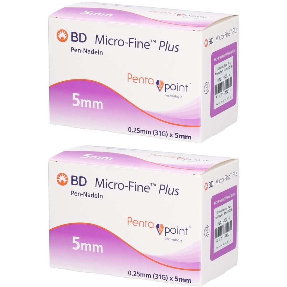 BD Micro-Fine+ Pen-Nadeln 0,25x5 mm 31 G x2 2x100 St Kanüle