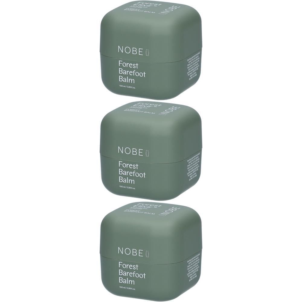 Drei grüne Tiegel mit NOBE® Forest Barefoot Balm.