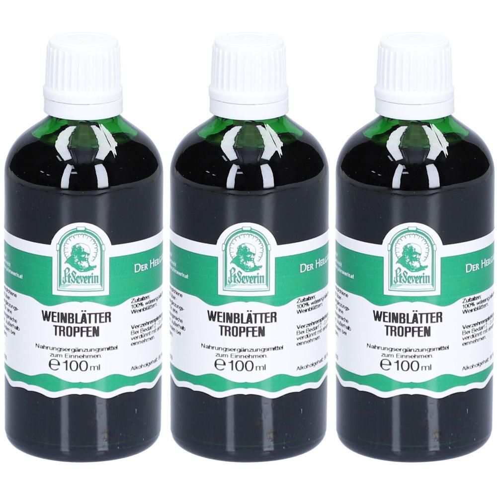 Drei Flaschen St. Severin Weinblätter Tropfen, je 100ml.