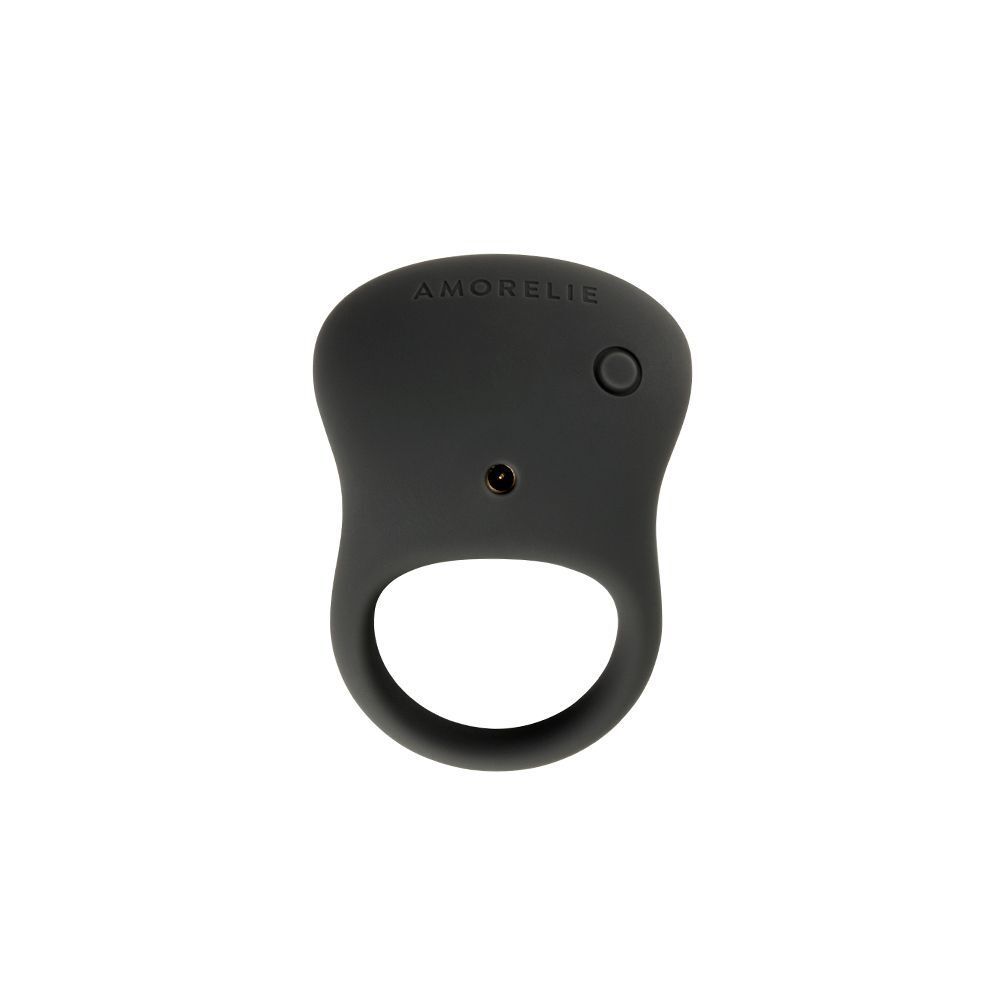 Grauer AMORELIE Penisring Boom Boom mit Knopf und Ladeanschluss.