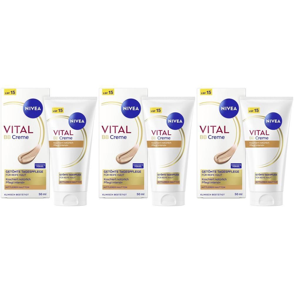 Fünf Tuben NIVEA VITAL Getönte Tagespflege mit LSF 15.