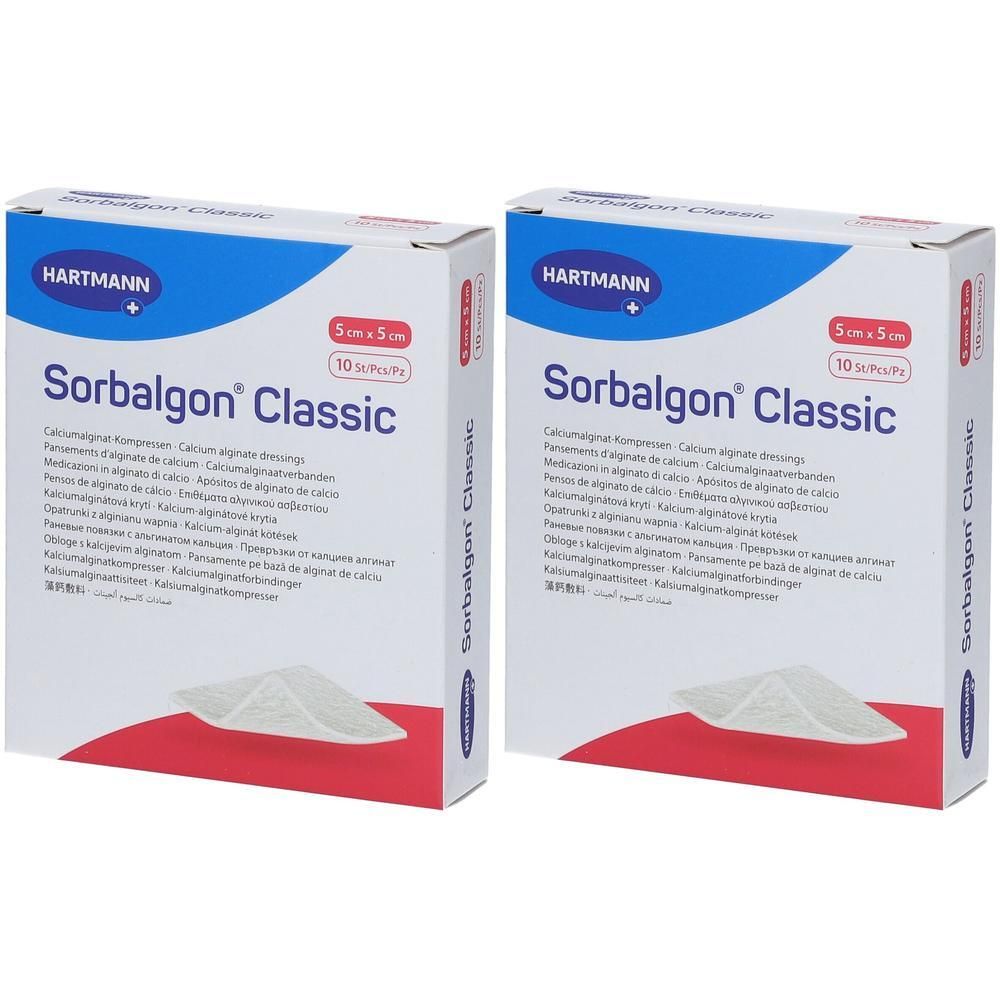 Sorbalgon Classic 5x5 cm Calciumalginat-Kompresse x2 2x10 St Verband