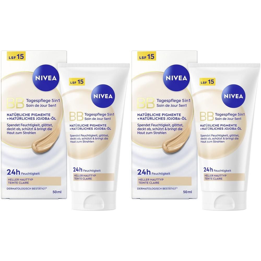 Nivea 5in1 BB Tagespflege Heller Hauttyp LSF 15 50ml x2 2x50 ml