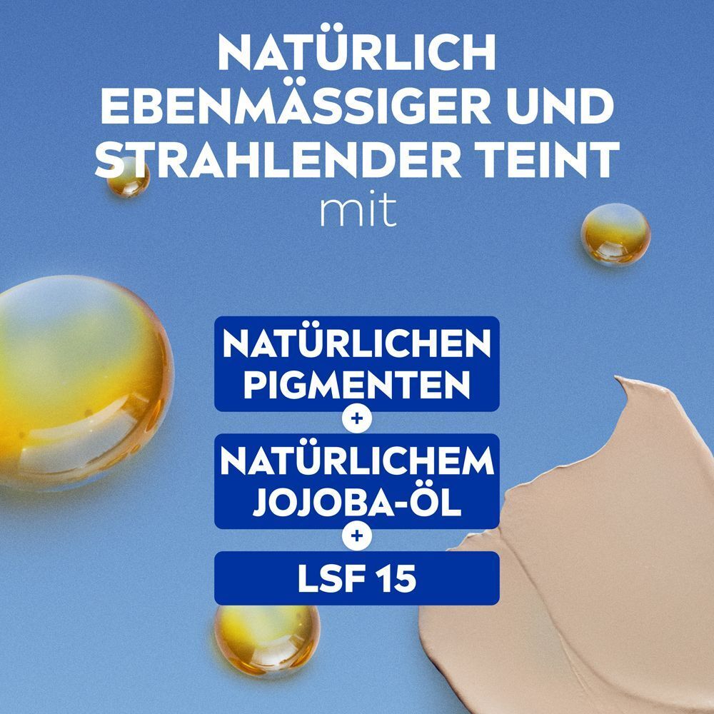 NIVEA BB Tagespflege Hell mit natürlichen Pigmenten, Jojoba-Öl und LSF 15.