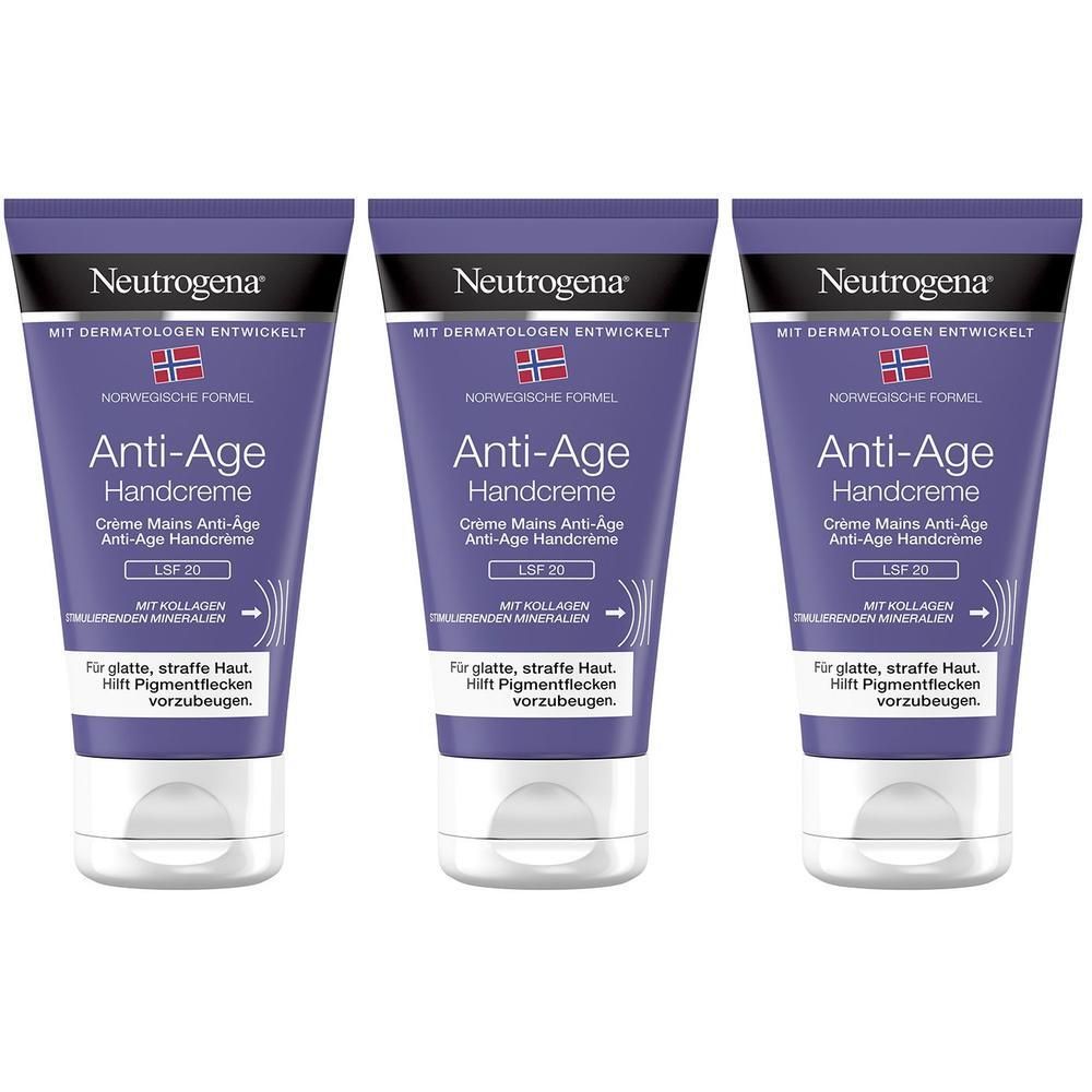 Drei Tuben Neutrogena Anti-Age Handcreme mit norwegischer Formel, LSF 20.